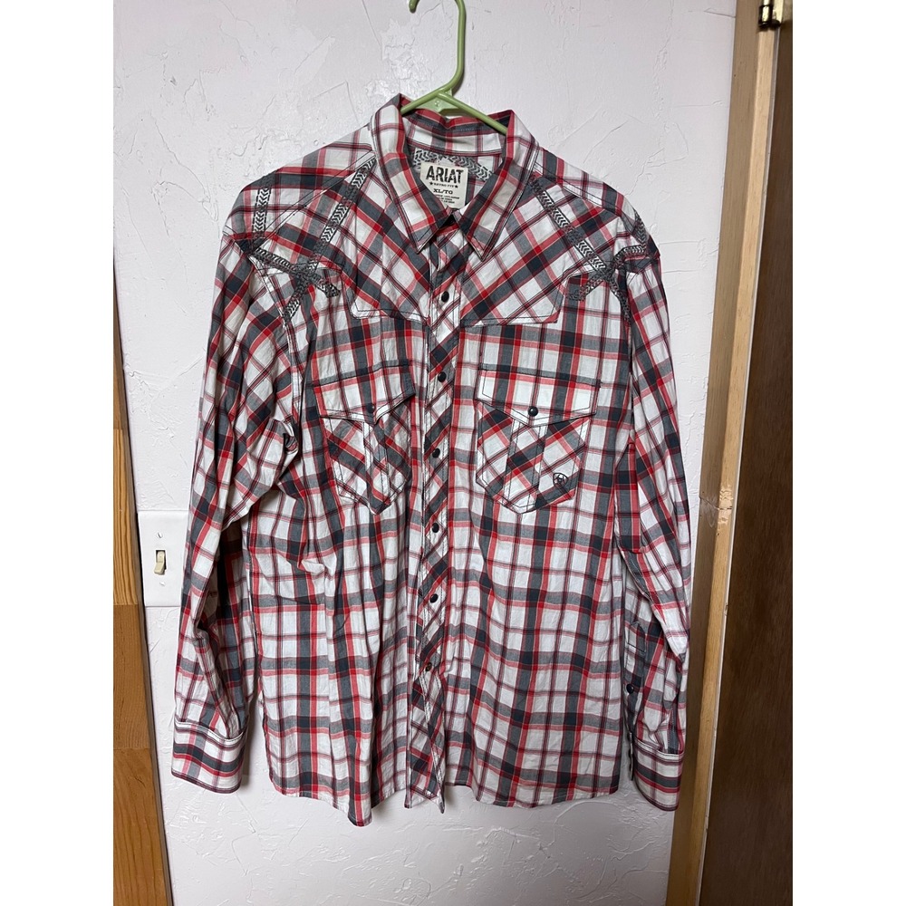 Ariat Retro Fit Plaid Long‎ Sleeve Snap Front Western Shirt XL